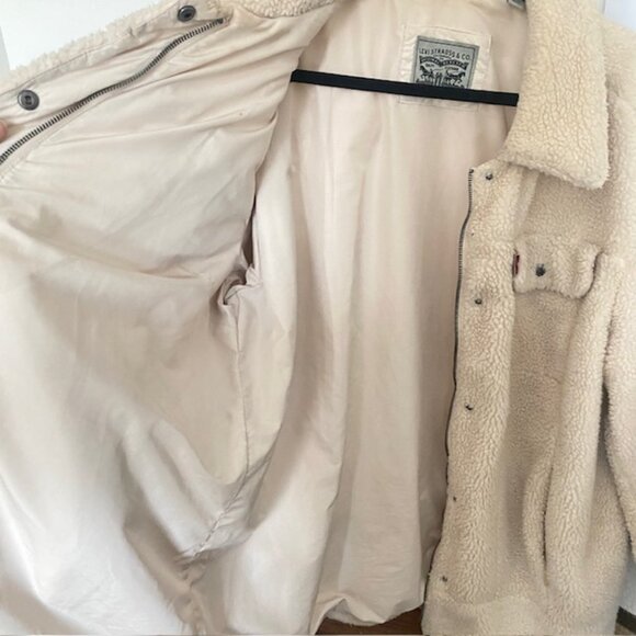 Levi's Sherpa Oversized Cream Color Jacket - XXL - Picture 8 of 13